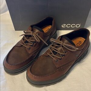 Gore-Tex Ecco Track II Bison Dark Brown Leather Lace-Up Shoes